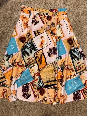 Postcard Print Maxi Skirt - Multicolor